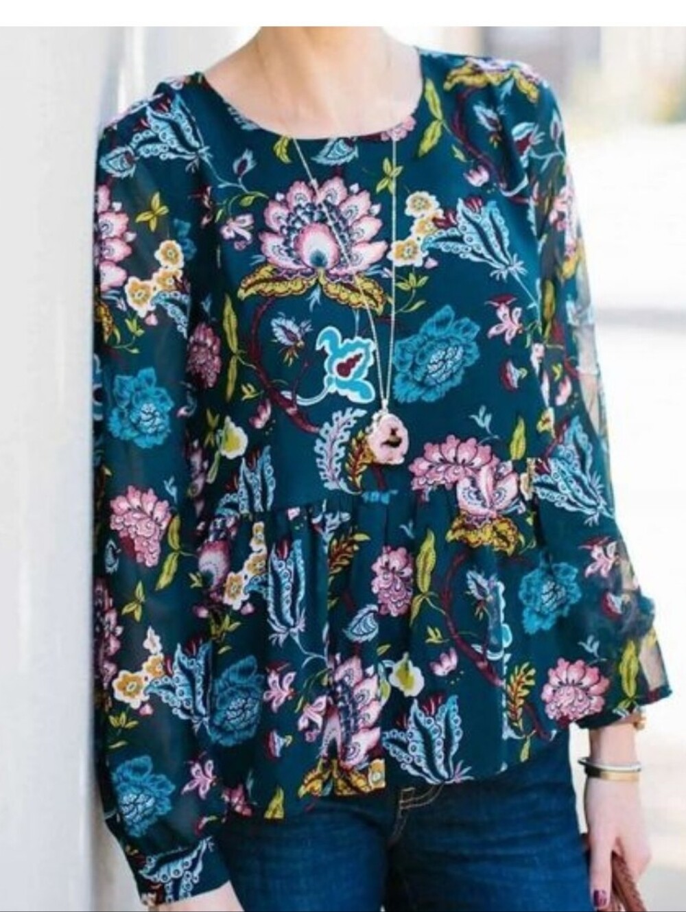 Loft Floral Peplum Blouse
